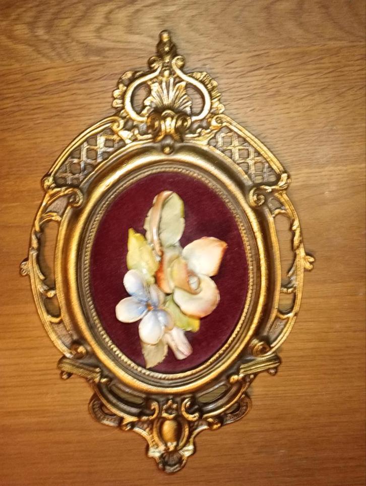 Koperen Schilderijtje met Bloemen, Antiek en Kunst, Antiek | Woonaccessoires, Ophalen of Verzenden