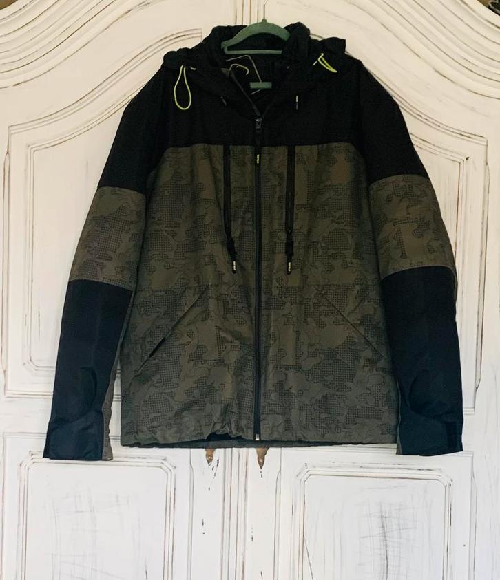 Heren Urban Surface Jas - Zwart/Groen xl-xxl, Kleding | Heren, Grote Maten, Zo goed als nieuw, Jas of Mantel, Zwart, Ophalen of Verzenden