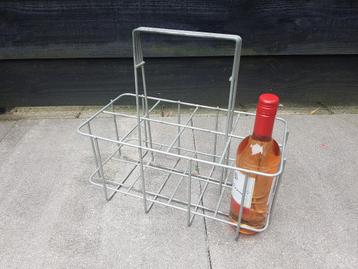 Draadstalen 8-vaks Flessendrager Brocante/Vintage jaren 70 beschikbaar voor biedingen