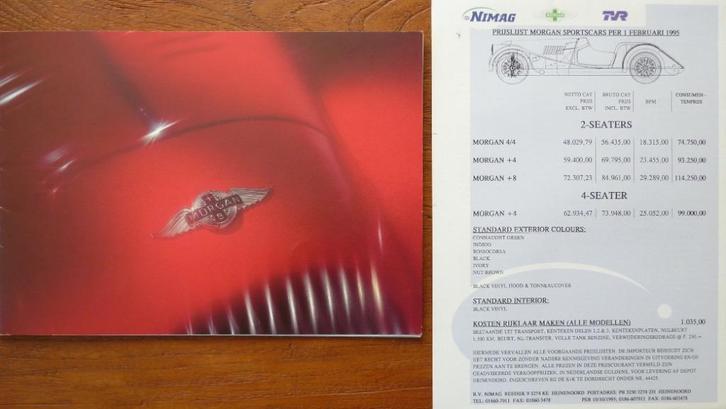 Folder MORGAN 4/4/ +4/ +8 1994 + Prijs/ Optielijst 1995, Boeken, Auto's | Folders en Tijdschriften, Nieuw, Overige merken, Ophalen of Verzenden