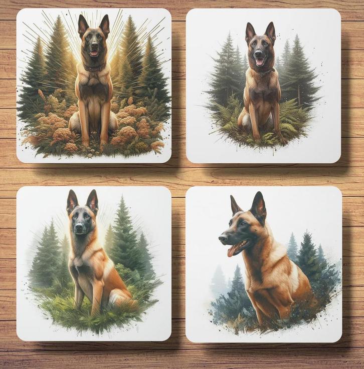 Mechelse Herder Bos onderzetters met houder, Huis en Inrichting, Woonaccessoires | Onderzetters, Nieuw, Glas of Kopje, Ophalen of Verzenden