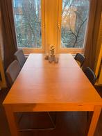 Uitschuifbare houten eettafel - 140 cm, Ophalen, Gebruikt, 100 tot 150 cm, 50 tot 100 cm