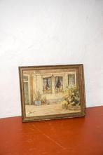 Gesigneerde Amsterdamse aquarel uit 1943 * geraniums en kant, Ophalen of Verzenden