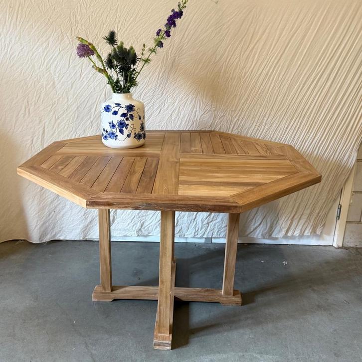 Ronde Tuintafel - 120 cm - massief teak - TTM Wonen, Tuin en Terras, Tuintafels, Nieuw, Rond, Teakhout, Ophalen of Verzenden