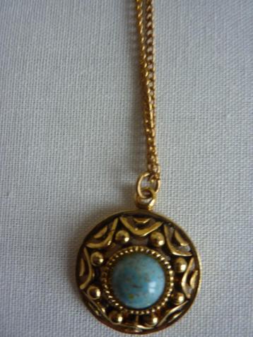 ketting hanger blauw amazoniet edelsteen 27 cm geen goud beschikbaar voor biedingen