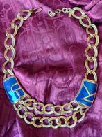 Zeer Mooie en Nette Monet Vintage Ketting Goud/Blauw, Sieraden, Tassen en Uiterlijk, Antieke sieraden, Ophalen of Verzenden, Overige materialen
