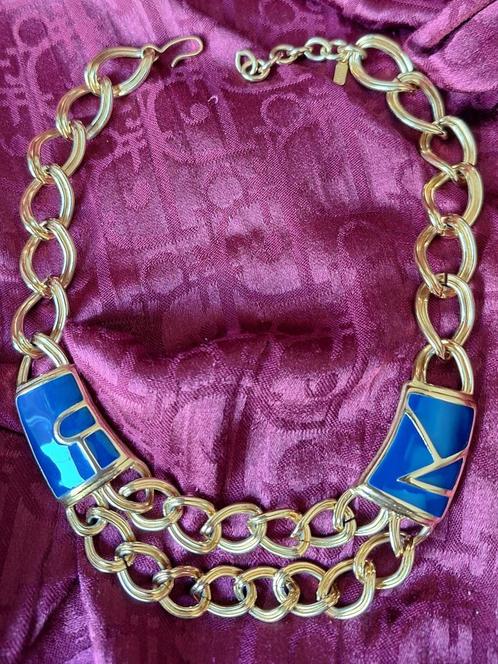 Zeer Mooie en Nette Monet Vintage Ketting Goud/Blauw, Sieraden, Tassen en Uiterlijk, Antieke sieraden, Ketting, Overige materialen