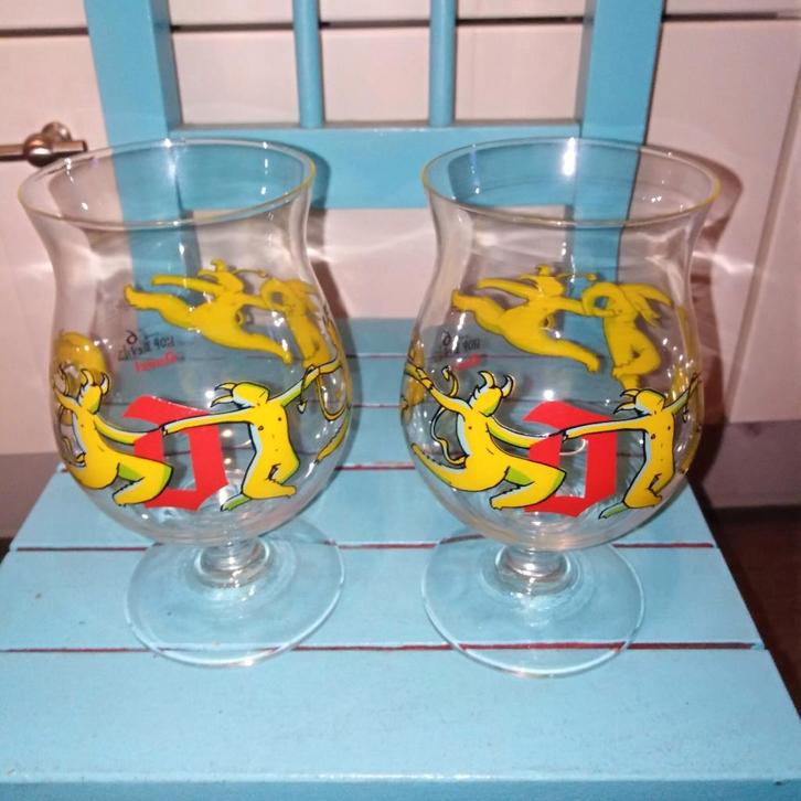 Duvel bierglazen The 6 hop devils 2 stuks, Verzamelen, Biermerken, Zo goed als nieuw, Glas of Glazen, Duvel, Ophalen