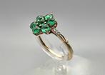 Gouden Vintage ring edelsteen smaragd en diamant. 2024/222, Groen, Goud, Met edelsteen, Ophalen of Verzenden