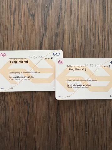 2 x Dag Trein Vrij kaartjes beschikbaar voor biedingen