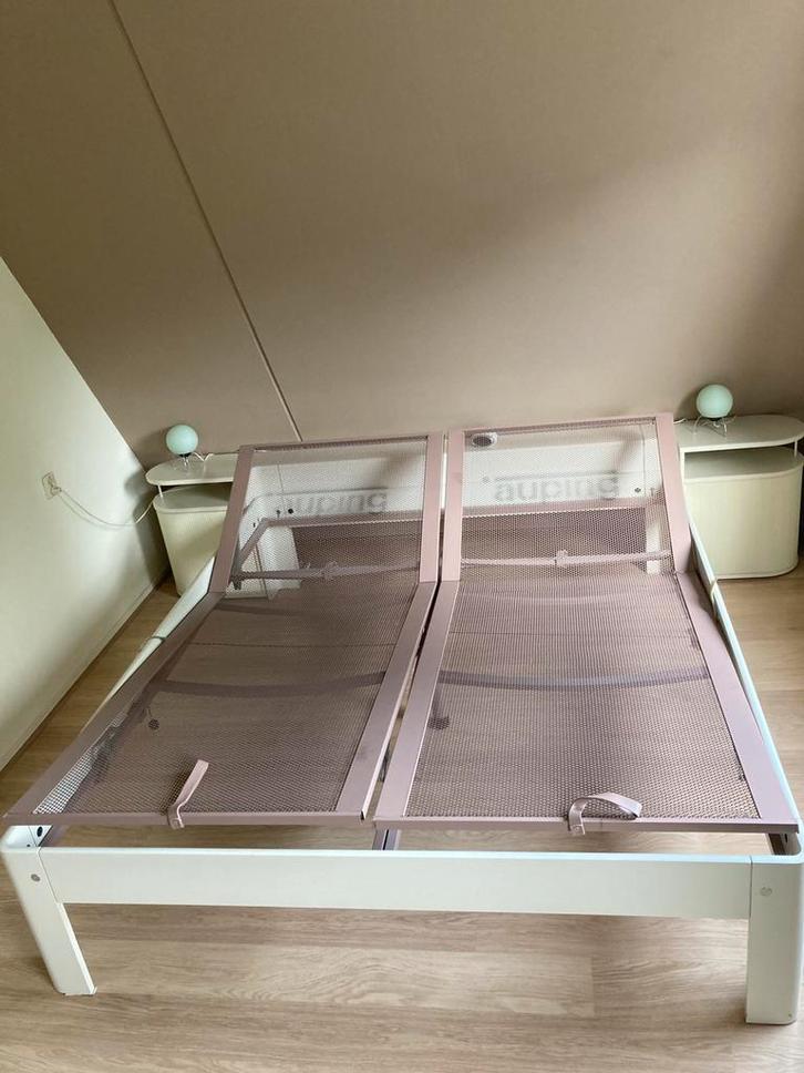 Auping Auronde 180x210 hoog model, Huis en Inrichting, Slaapkamer | Bedden, Gebruikt, Tweepersoons, 180 cm, 210 cm, Hout, Wit