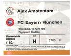 Ticket Ajax - Bayern München, 19 april 1995, Verzamelen, Sportartikelen en Voetbal, Verzenden, Gebruikt, Ajax, Overige typen