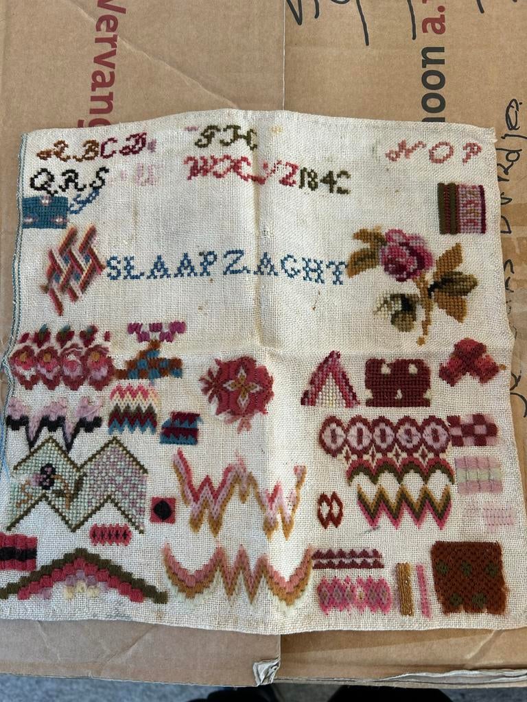 Antieke Merklap 1840 - Borduurwerk, Antiek en Kunst, Ophalen