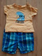 Korte broek blauw geruit met geel shirt Stay Cool. 68, Kinderen en Baby's, Babykleding | Maat 68, Ophalen of Verzenden, Jongetje