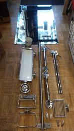 Chrome vintage badkamer set oa planchet spiegel handdoekrek, Ophalen, Gebruikt