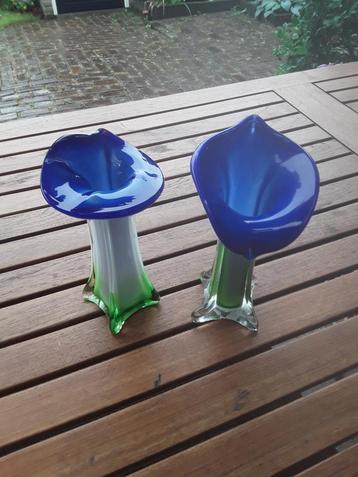 Vintage Murano "Jack in the Pulpit" vaasjes. beschikbaar voor biedingen