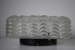 Retro vintage plafondlamp met bloem motief jaren 70, Ophalen of Verzenden, Gebruikt, Glas, Jaren 60