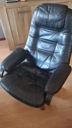 Zwart lederen draaistoel, Ophalen, 100 tot 125 cm, Klassiek, 50 tot 75 cm