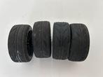4x Tamiya banden met velg 1/10 rc auto, Ophalen of Verzenden, Gebruikt, Onderdeel