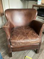 Engelse type stoel leer, Huis en Inrichting, Fauteuils, Ophalen, Zo goed als nieuw, Leer