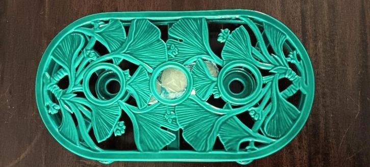 Franse gietijzeren warmhoudplaat met Ginkgo Biloba motief., Antiek en Kunst, Curiosa en Brocante, Verzenden