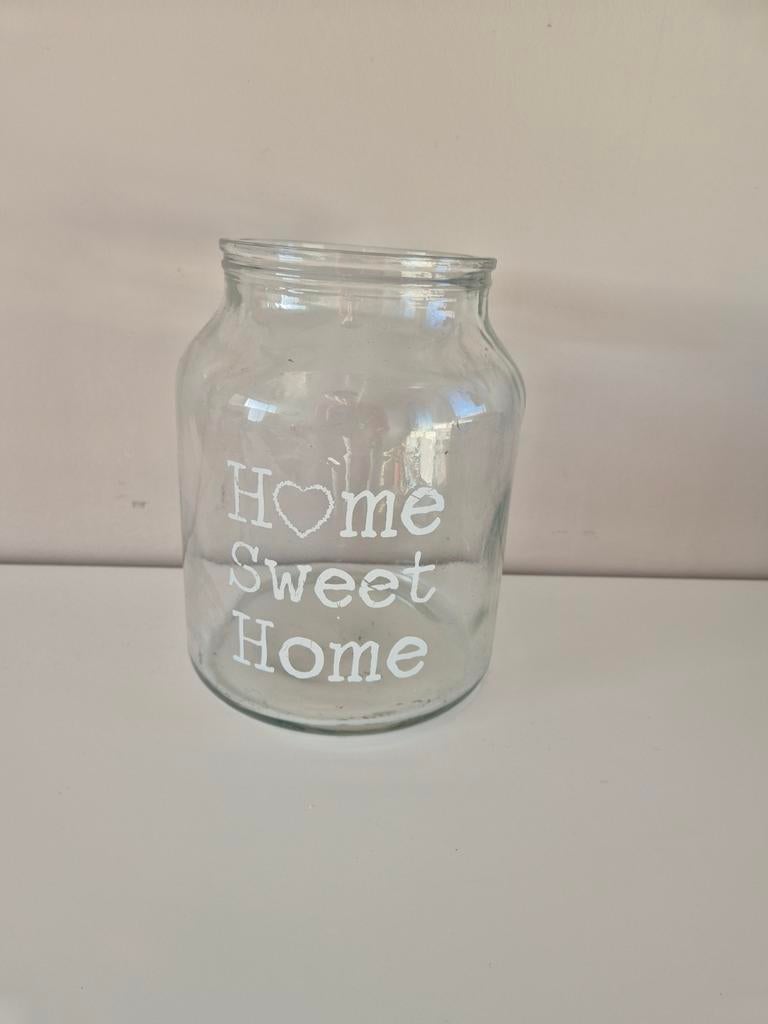 Home sweet home glazen pot, Ophalen of Verzenden, Zo goed als nieuw