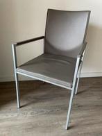 4 leren eetkamerstoelen (merk KFF), kleur grijs, Huis en Inrichting, Ophalen, Zo goed als nieuw, Grijs