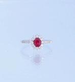 Witgouden Entourage Ring 0.45 carat Briljant en Robijn 18K, Sieraden, Tassen en Uiterlijk, Ringen, Ophalen of Verzenden, Zo goed als nieuw