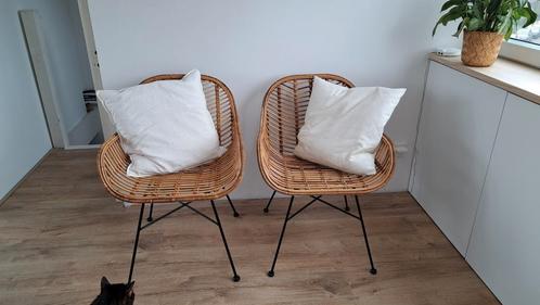 Rotan stoelen (set van twee), Huis en Inrichting, Stoelen, Zo goed als nieuw, Twee, Zwart, Ophalen