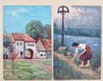 2 Veldpostkaarten WO1 kunst Duitsland, Ophalen of Verzenden, Voor 1920, Gelopen, Overige thema's