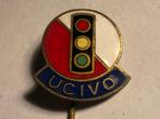 Emaille UCIVO STOPLICHT Speld (Rood/Wit/Blauw/Groen/Geel)., Verzenden, Zo goed als nieuw, Transport, Speldje of Pin