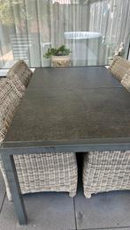 Mooie degelijke tuinset met 4 rotan stoelen, Ophalen, 4 zitplaatsen, Gebruikt, Rotan