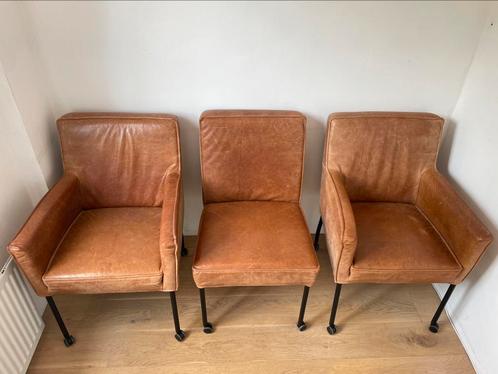3 Leder Eetkamerstoelen Appée, Huis en Inrichting, Stoelen, Zo goed als nieuw, Drie, Leer, Bruin, Ophalen