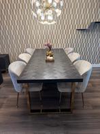 Richmond Blackbone Eettafel - Zwartbruin, Goud, Ophalen, 200 cm of meer, 50 tot 100 cm, Zo goed als nieuw