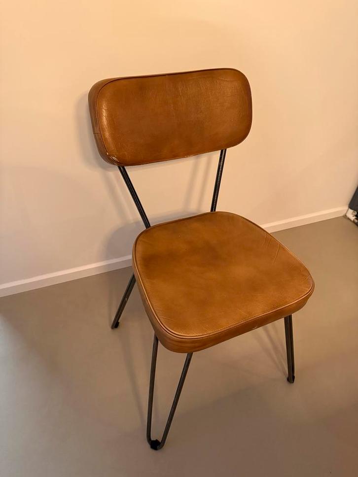 Leren Eetkamerstoelen van Loods 5, Huis en Inrichting, Stoelen, Gebruikt, Vijf, Zes of meer stoelen, Leer, Bruin, Ophalen