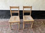 Set van 2 houten vintage keukenstoelen, Ophalen, Gebruikt, Twee, Bruin