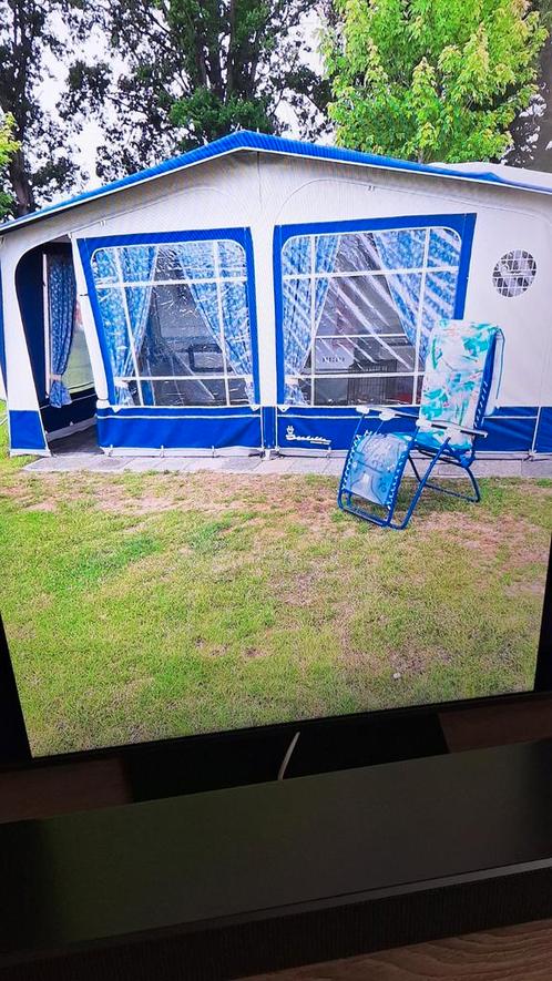 Isabel voortent met carbon stokken kleur blauw  maat 10, Caravans en Kamperen, Voortenten en Luifels, Zo goed als nieuw, Ophalen of Verzenden