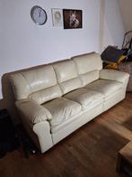 leren 3 sits bbank, Ophalen, Gebruikt, Creme leer, Driepersoons