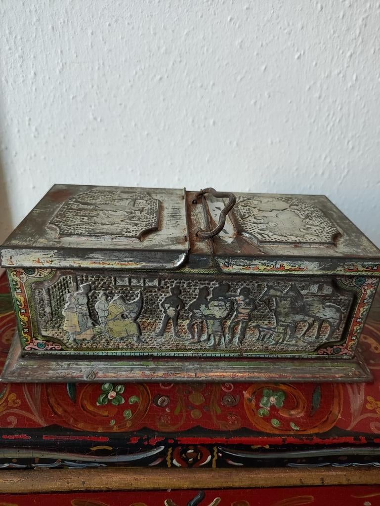 Mooi, heel oud blik van Huntley & Palmers Ltd. Biscuit Man., Verzamelen, Blikken, Gebruikt, Overige, Ophalen of Verzenden