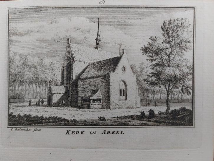 160 / Kerk Arkel in het land Gorkum Gravure van A. Rademaker, Antiek en Kunst, Kunst | Etsen en Gravures, Ophalen of Verzenden