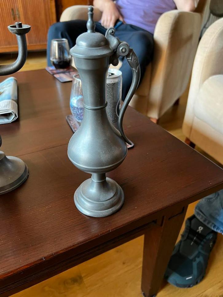 Antieke Tinnen Kan met Deksel, Antiek en Kunst, Antiek | Tin, Ophalen of Verzenden