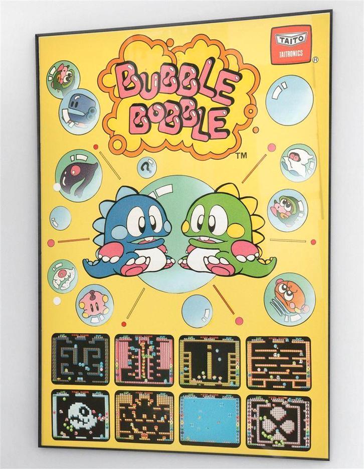 Bubble Bobble Taito Retro Arcade Poster, Verzamelen, Posters, Nieuw, Film en Tv, A1 t/m A3, Ophalen of Verzenden