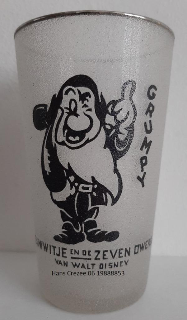zoek oud Disney Sneeuwwitje en de 7 dwergen glas glazen 1940, Antiek en Kunst, Antiek | Glas en Kristal, Ophalen of Verzenden