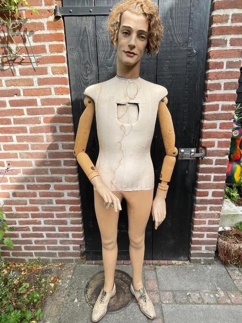 Vintage heren etalagepop 185 cm, Antiek en Kunst, Curiosa en Brocante, Ophalen