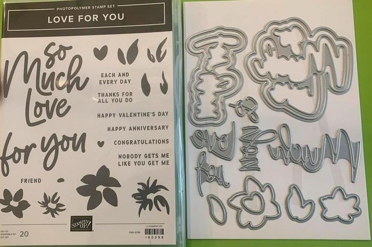 Love For You Stempelset + Stansen Stampin Up NIEUW, Hobby en Vrije tijd, Kaarten | Zelf maken, Nieuw, Pons of Mal, Overige thema's