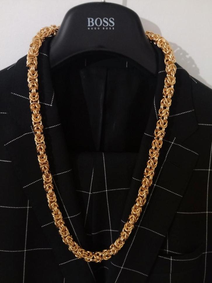 Gouden Koningsketting 70cm | 18K 5-laags Verguld | 11 mm, Sieraden, Tassen en Uiterlijk, Kettingen, Nieuw, Goud, Goud, Ophalen of Verzenden