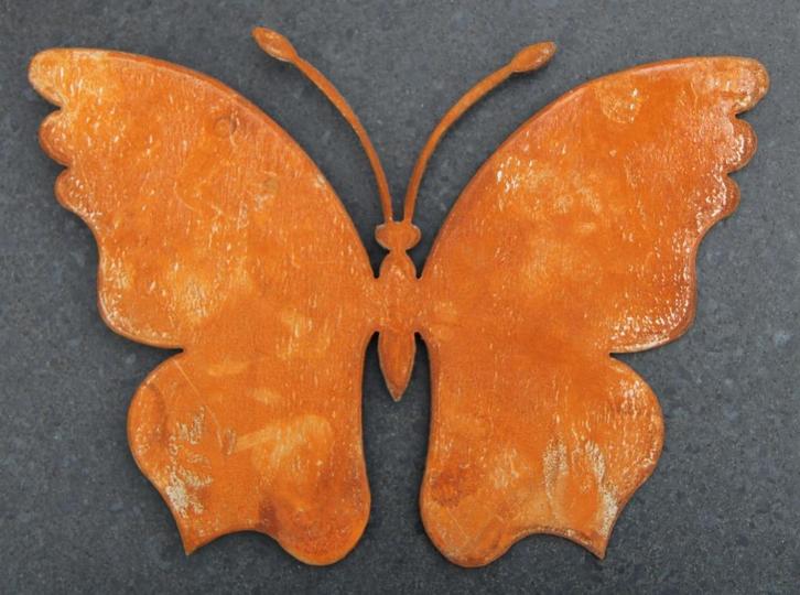 Muurvlinder roestig metaal, wanddecoratie, Vlinder, mooi, Tuin en Terras, Tuinwanddecoratie, Nieuw, Ophalen of Verzenden