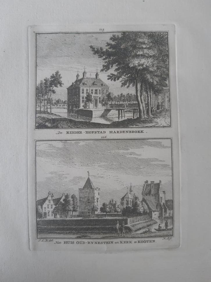 115-116 / Hardenbroek en Oud Rynenstein en de kerk Kooten, Antiek en Kunst, Kunst | Etsen en Gravures, Ophalen of Verzenden