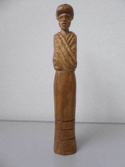 Beeldje handwerk houtsnijwerk uit Zuid Afrika,, Antiek en Kunst, Kunst | Beelden en Houtsnijwerken, Ophalen of Verzenden
