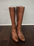 Cognackleurige, hoge, echt leren Manfield dameslaarzen, mt38, Ophalen of Verzenden, Zo goed als nieuw, Bruin, Hoge laarzen